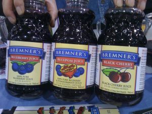 Bremner's blueberry, bluepom and cherry juices